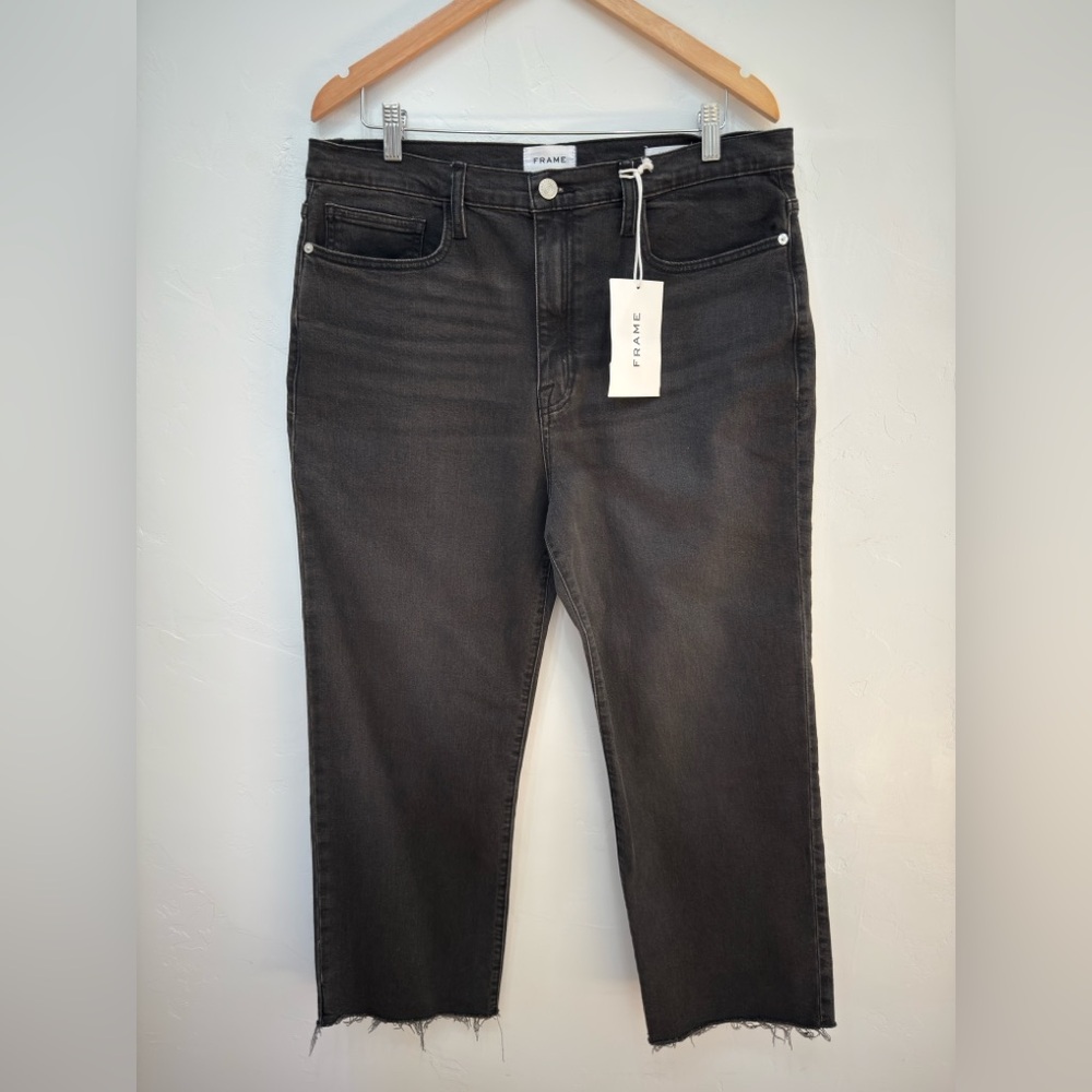 🆕 Frame Denim Le Jane Crop High Rise Straight Charcoal Jeans, New with Tags, 31